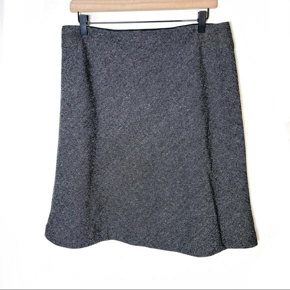 Loft charcoal gray A line wool bl business casual skirt size 12 petite 12P B177 - Picture 1 of 4